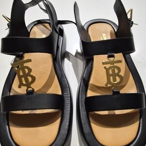 Burberry Black Sandals with Gold Logo
